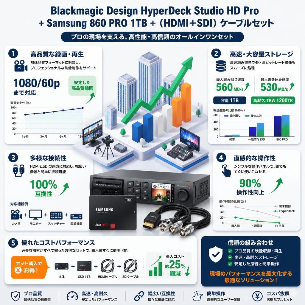Blackmagic Design HyperDeck Studio HD Pro＋Samsung 860 PRO 1TB＋(HDMI＋SDI）ケーブルセット セールスポイント