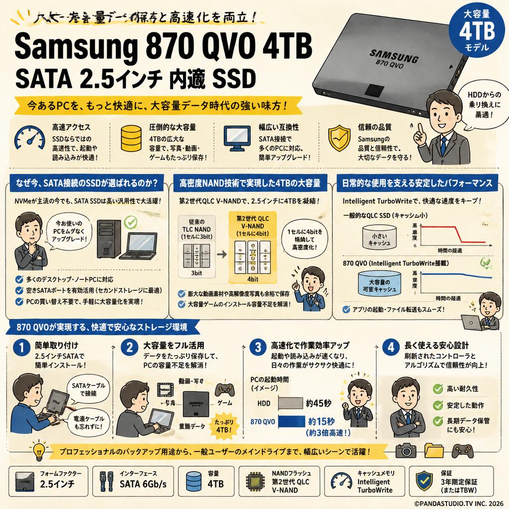 Samsung 870 QVO 4TB SATA 2.5インチ 内蔵 SSD 概要