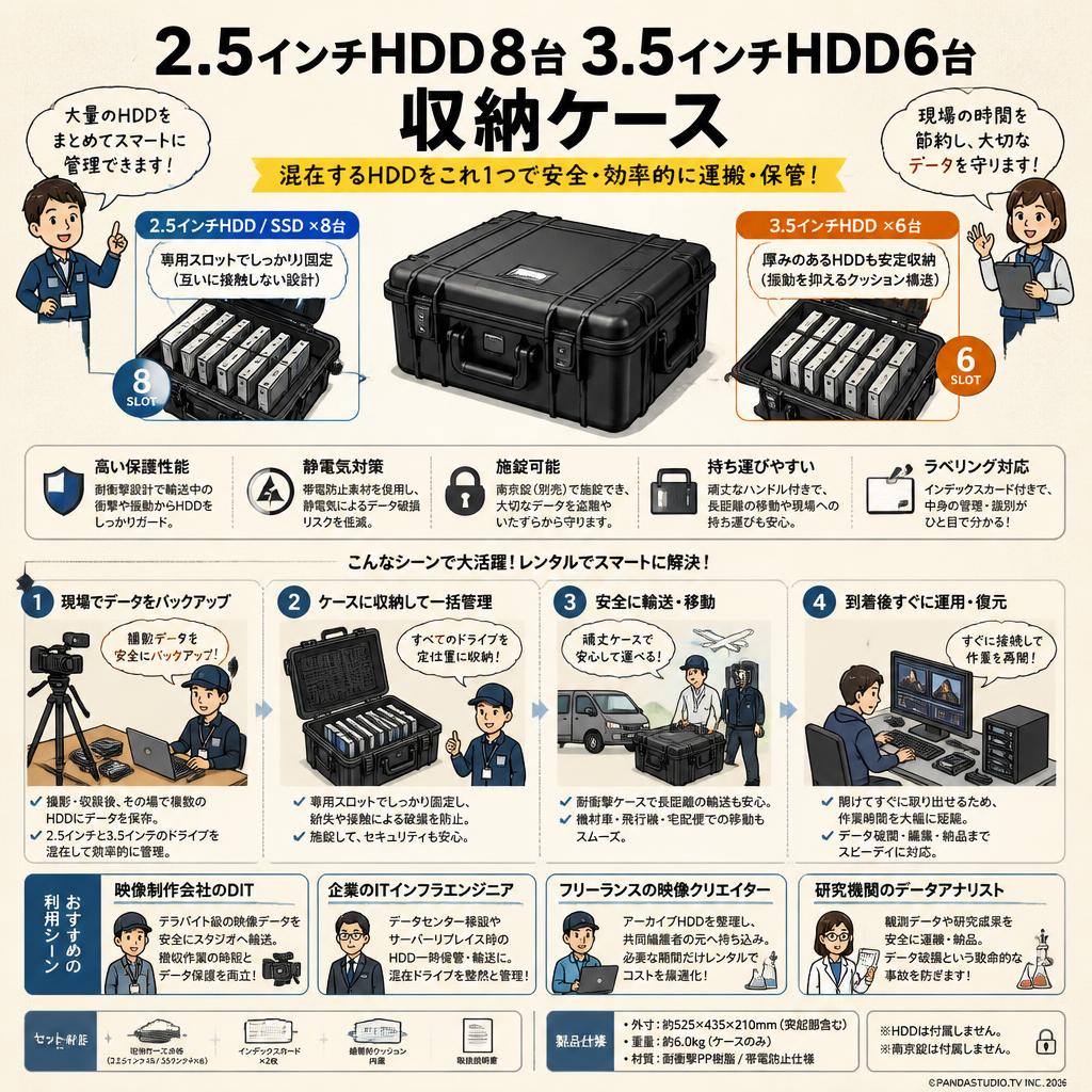2.5インチ HDD8台 3.5インチHDD6台 収納ケース おもな対象のお客様