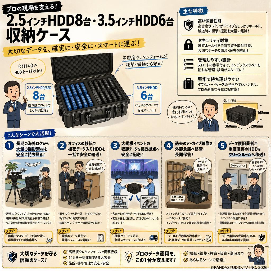 2.5インチ HDD8台 3.5インチHDD6台 収納ケース 用途