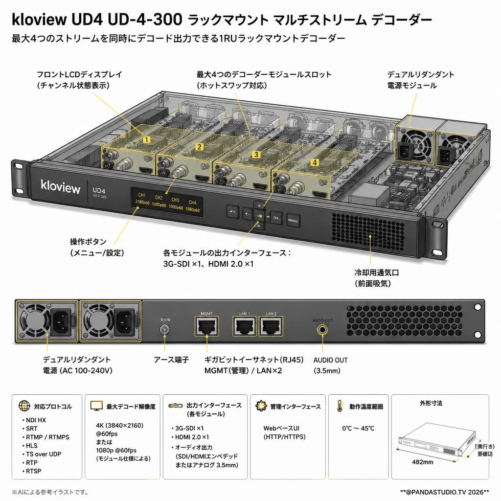 kloview UD4 UD-4-300 Rackmount Multi Stream Decorders スペック