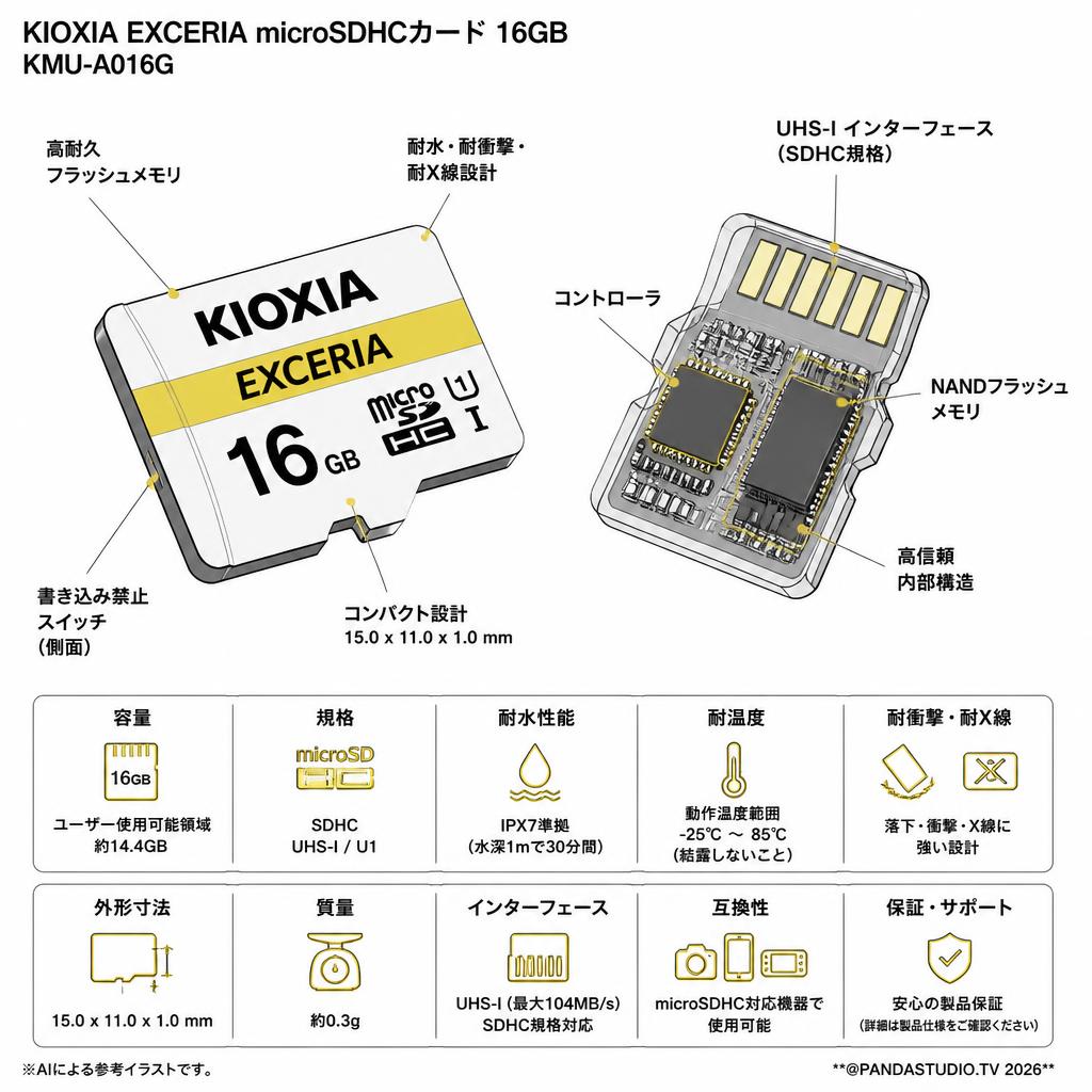KIOXIA [EXCERIA microSDHCカード 16GB] KMU-A016G スペック