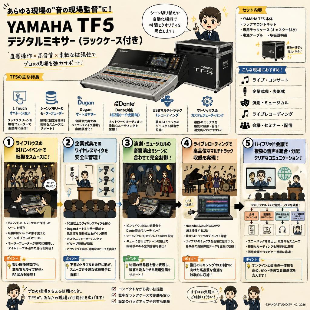 YAMAHA  TF5 デジタルミキサー(ラック ケース付き) 用途
