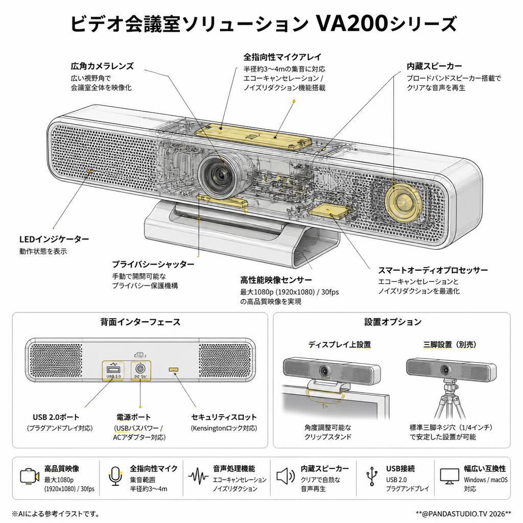 ビデオ会議室ソリューションVA200シリーズ スペック