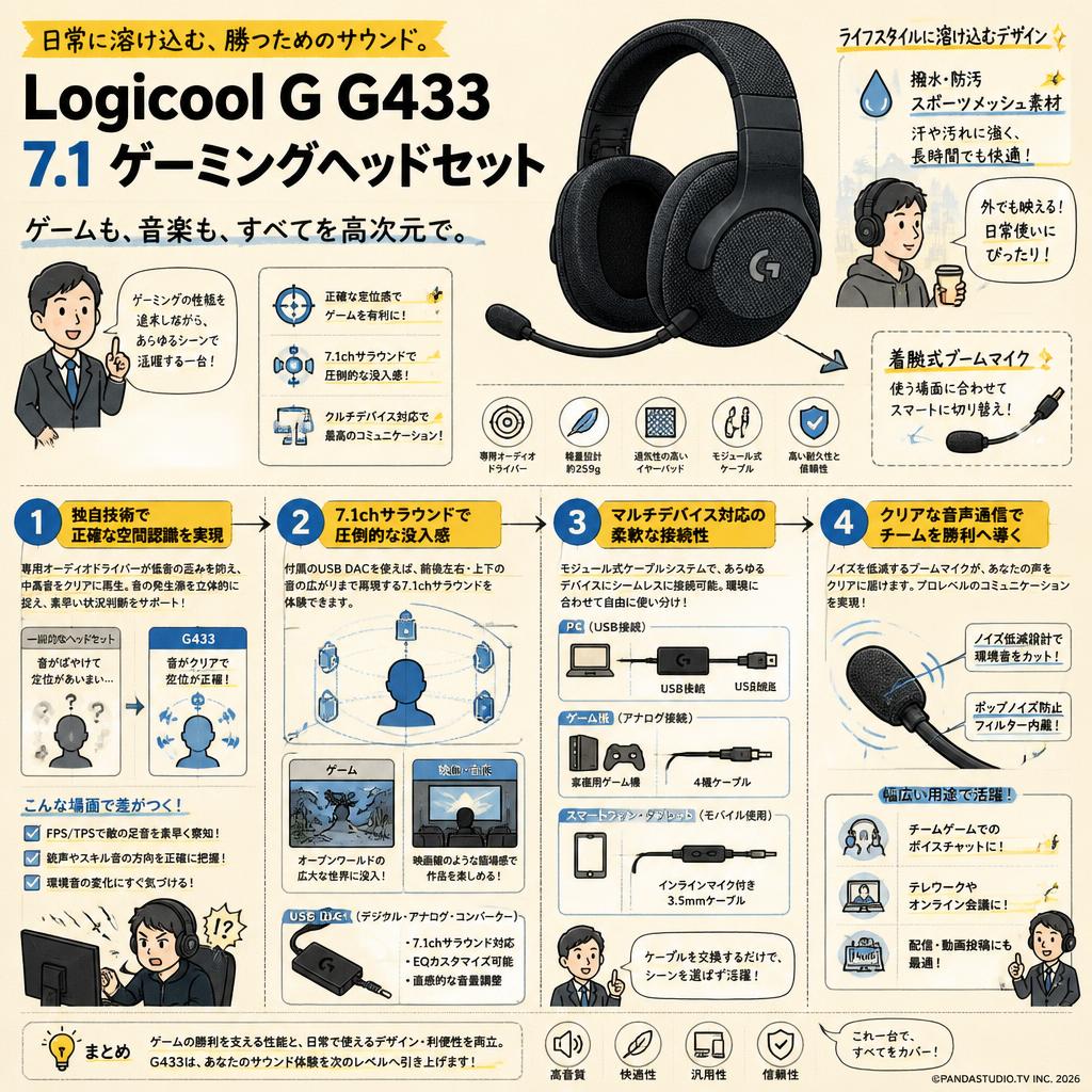 Logicool G G433 7.1 ゲーミングヘッドセット 概要