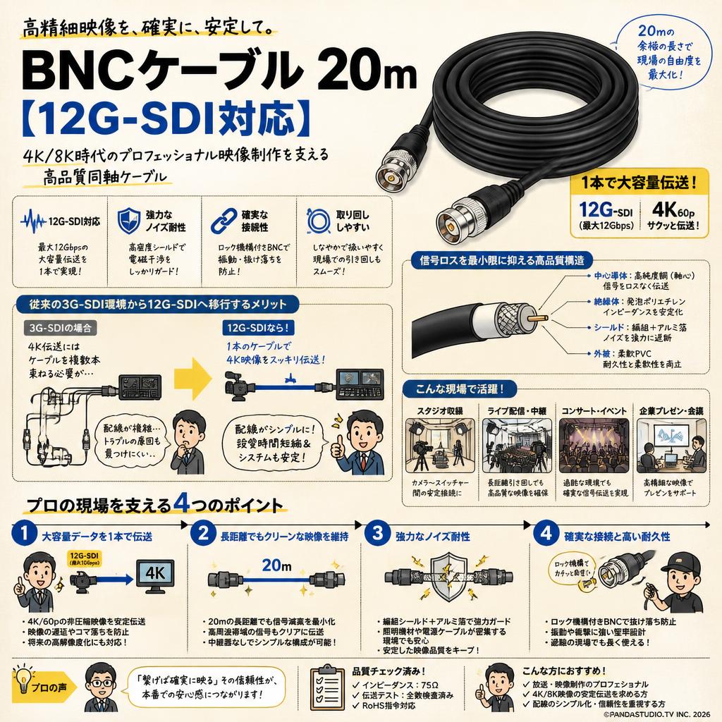 BNCケーブル 20m 【12G-SDI対応】 概要