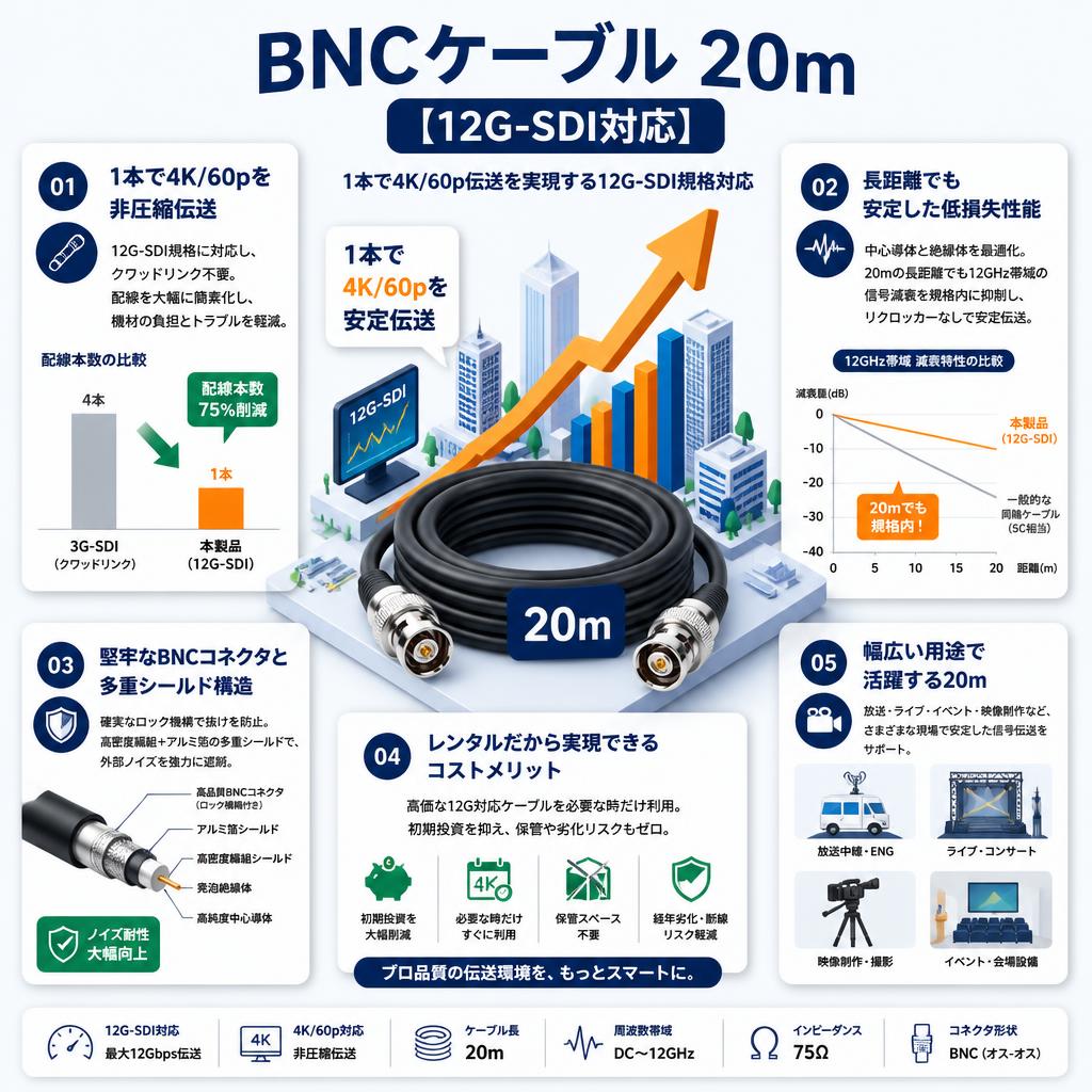 BNCケーブル 20m 【12G-SDI対応】 セールスポイント