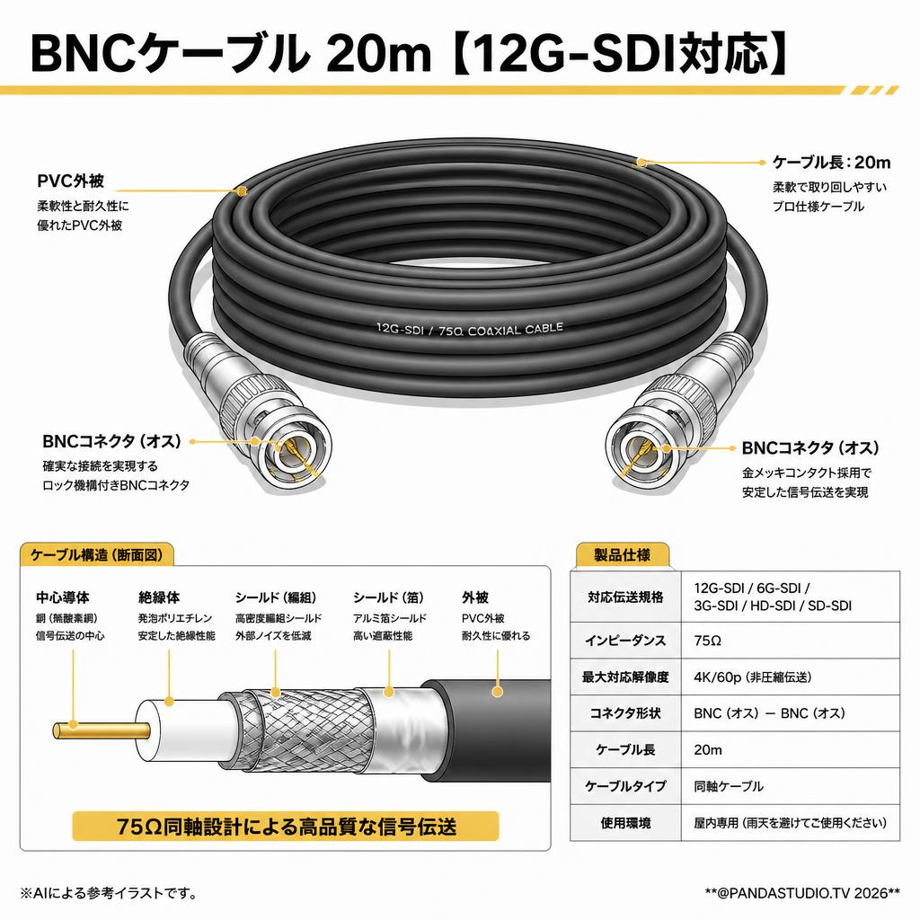 BNCケーブル 20m 【12G-SDI対応】 スペック