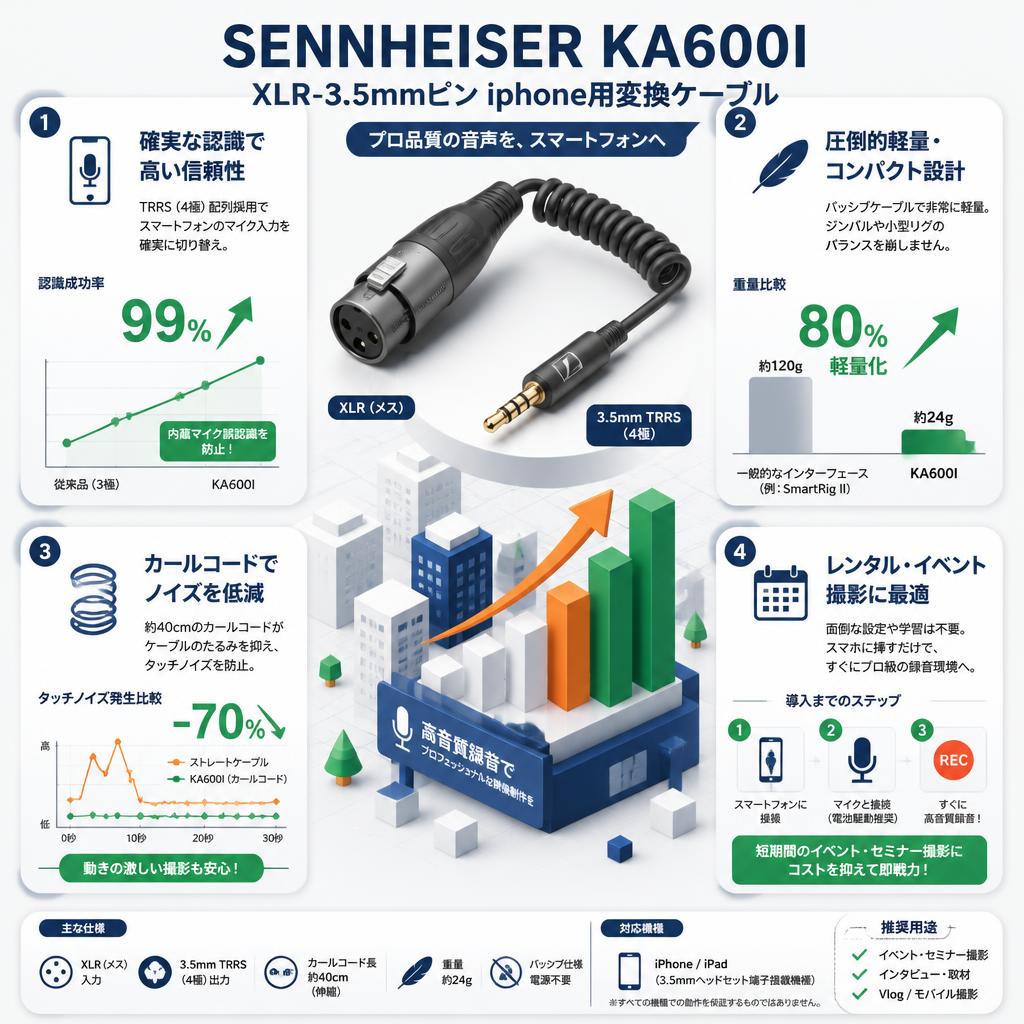SENNHEISER KA600I XLR-3.5mmピン iphone用変換ケーブル セールスポイント