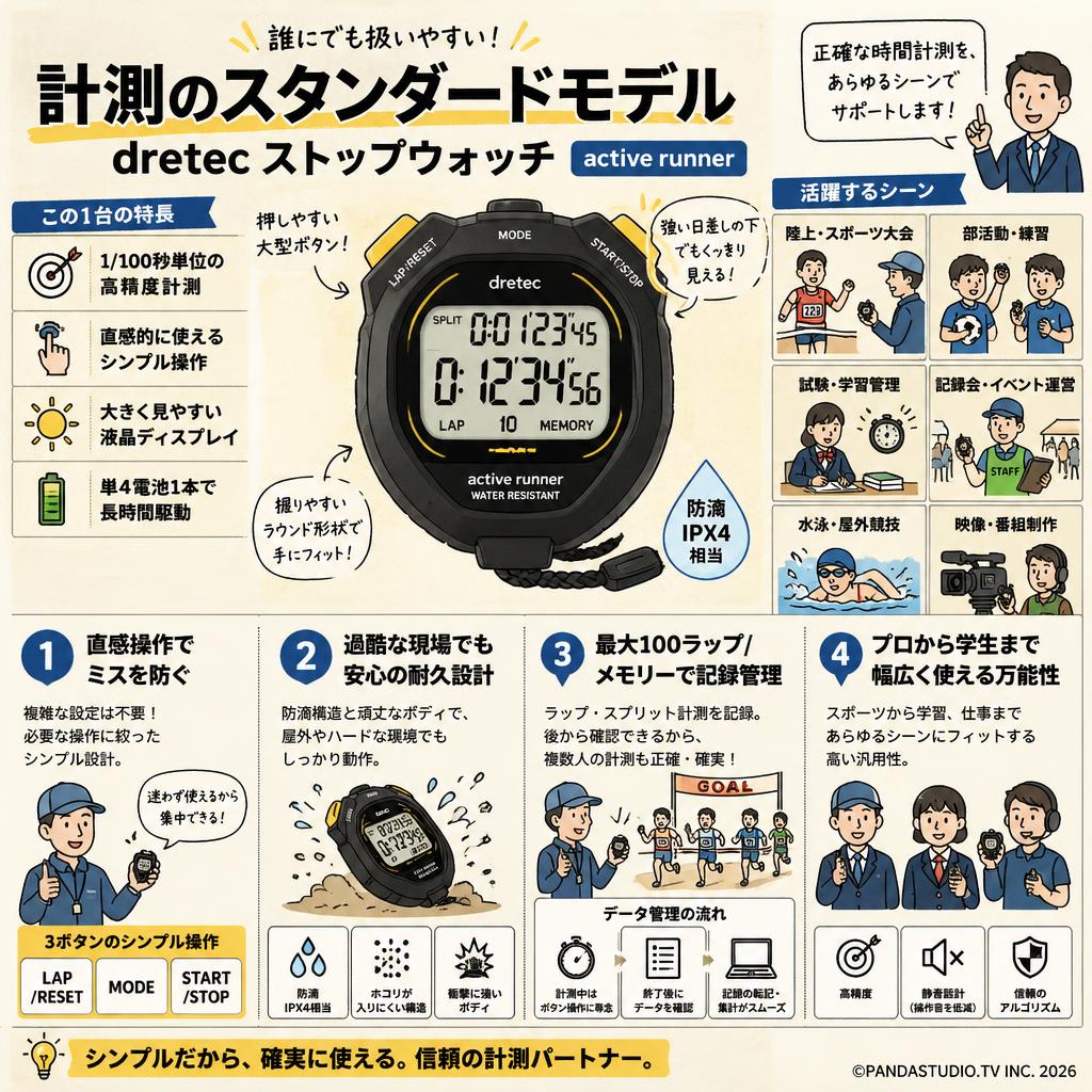 dretec ストップウォッチ active runner 概要