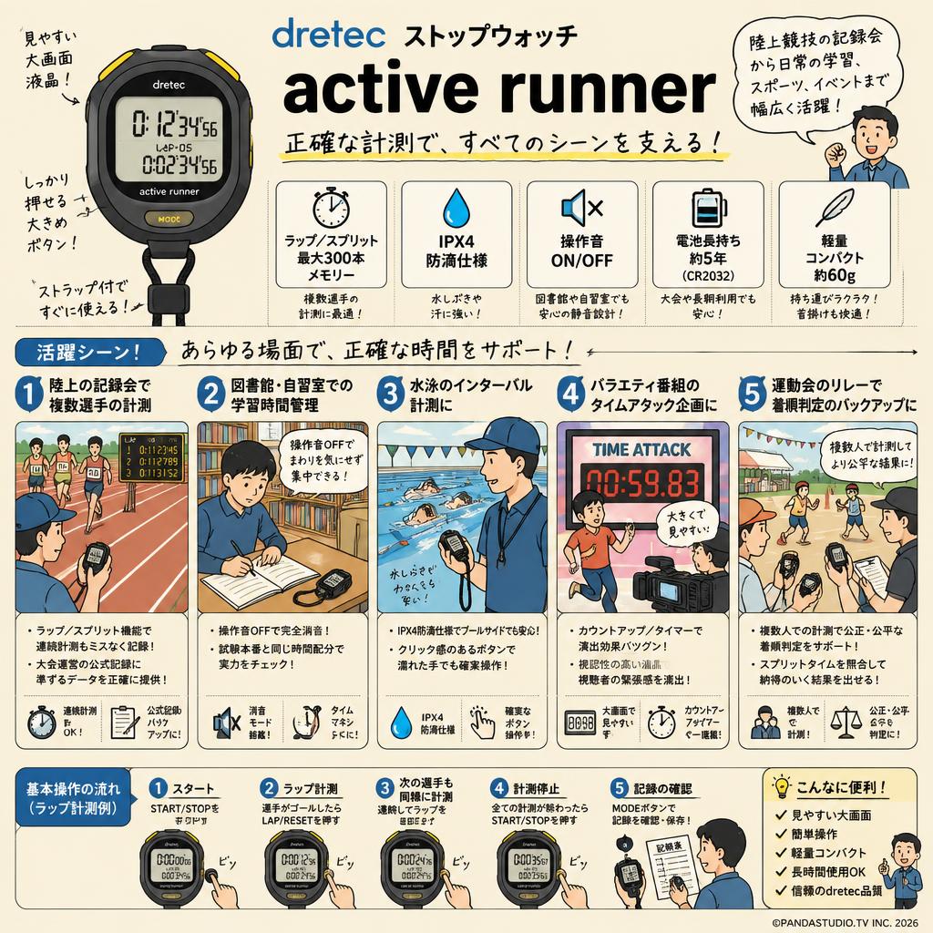 dretec ストップウォッチ active runner 用途