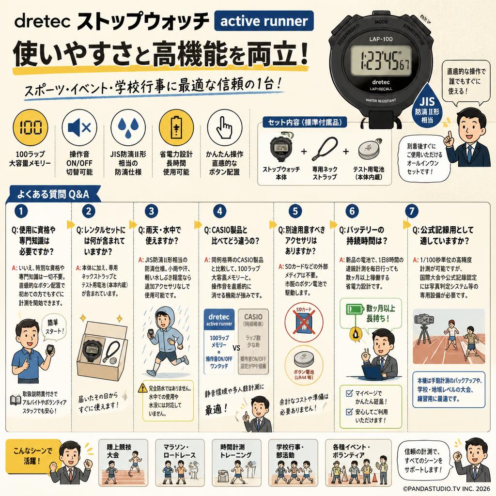 dretec ストップウォッチ active runner FAQ（よくある質問と答え）
