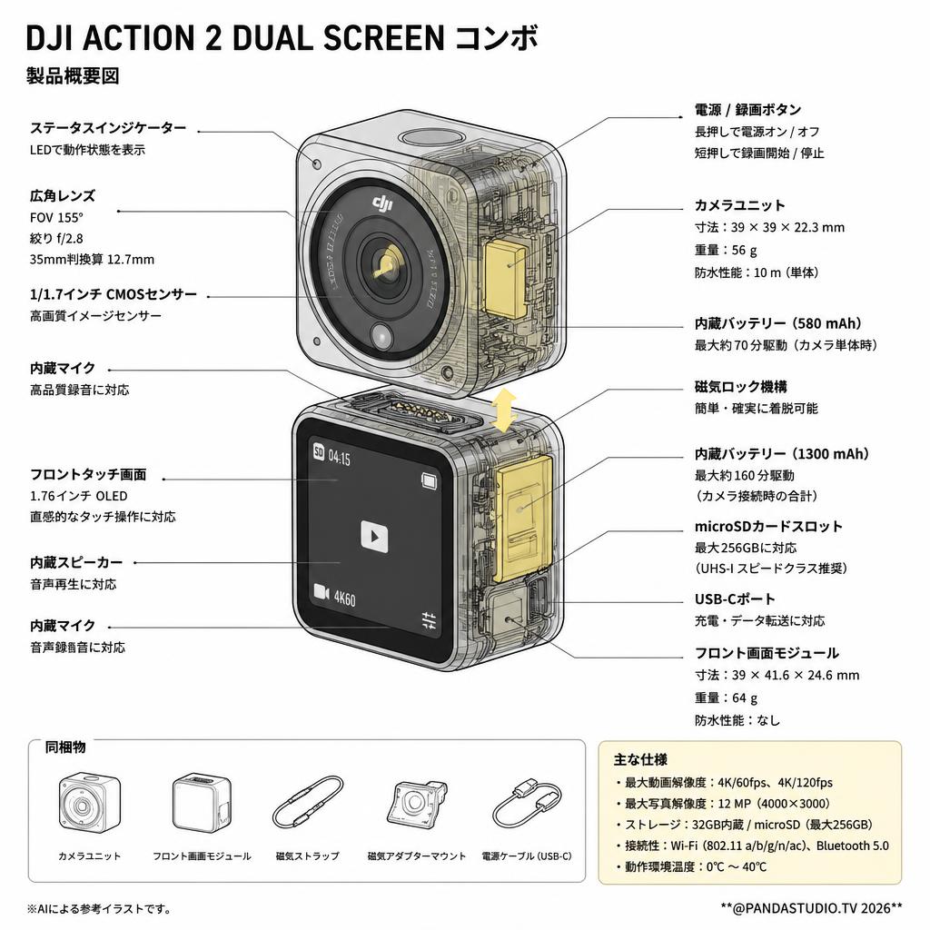 DJI Action 2 Dual Screen コンボ スペック