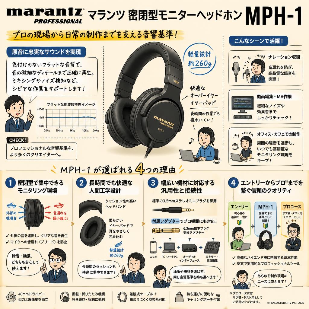 marantz professionalマランツ 密閉型モニターヘッドホン MPH-1 概要