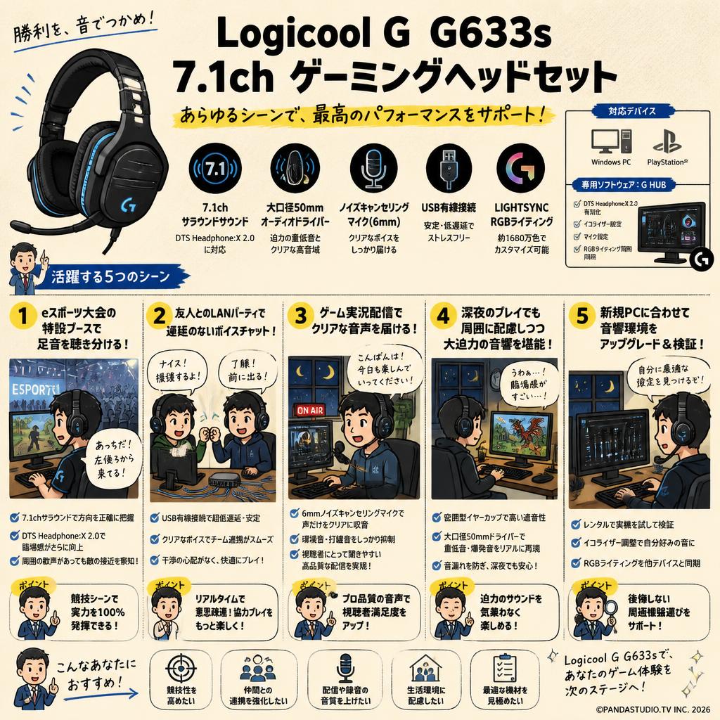 Logicool G  G633s 7.1ch ゲーミングヘッドセット 用途