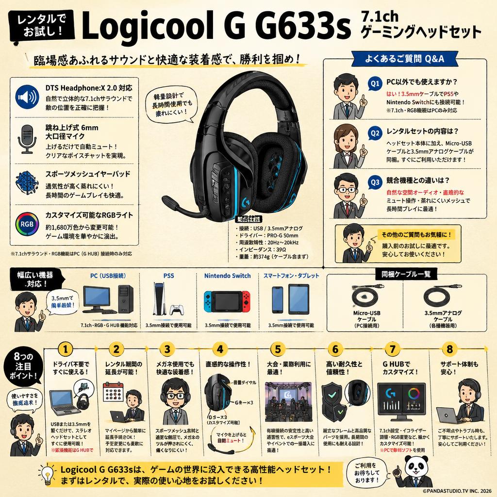 Logicool G  G633s 7.1ch ゲーミングヘッドセット FAQ（よくある質問と答え）