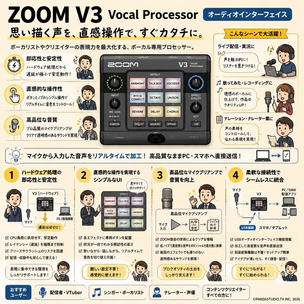 ZOOM V3 Vocal Processor オーディオインターフェイス 概要