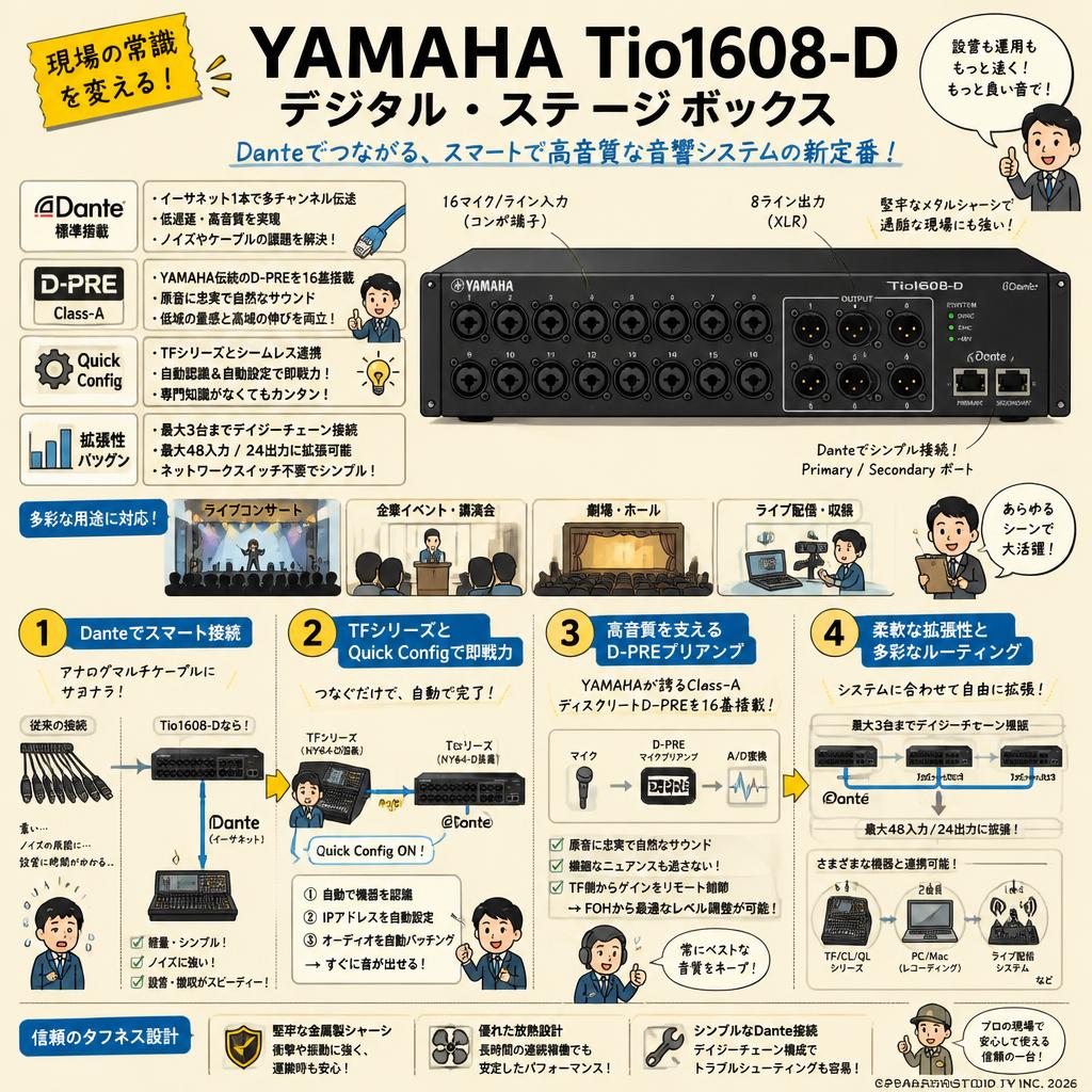 YAMAHA Tio1608-D デジタル・ステージボックス 概要