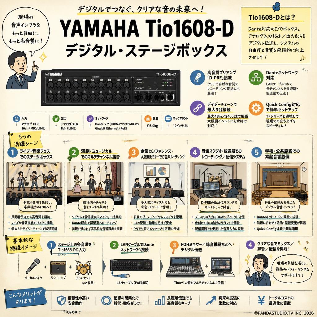 YAMAHA Tio1608-D デジタル・ステージボックス 用途