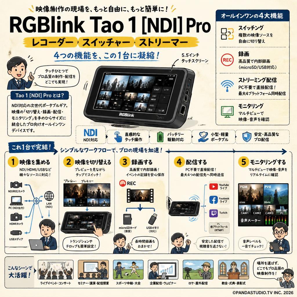 RGBlink Tao 1 [NDI] Pro レコーダー スイッチャー ストリーマー 概要