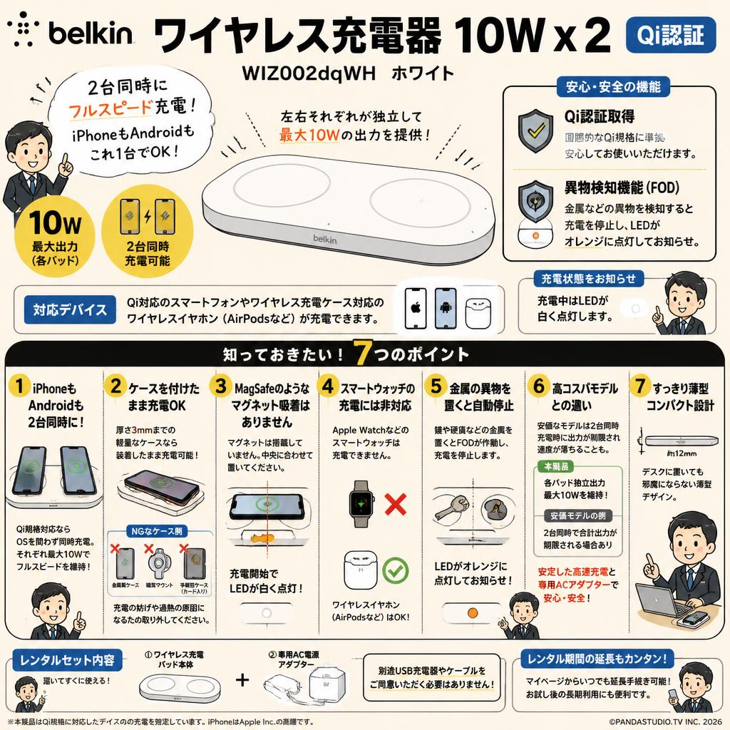 Belkin ワイヤレス充電器 10W x 2 Qi認証 WIZ002dqWH ホワイト FAQ（よくある質問と答え）
