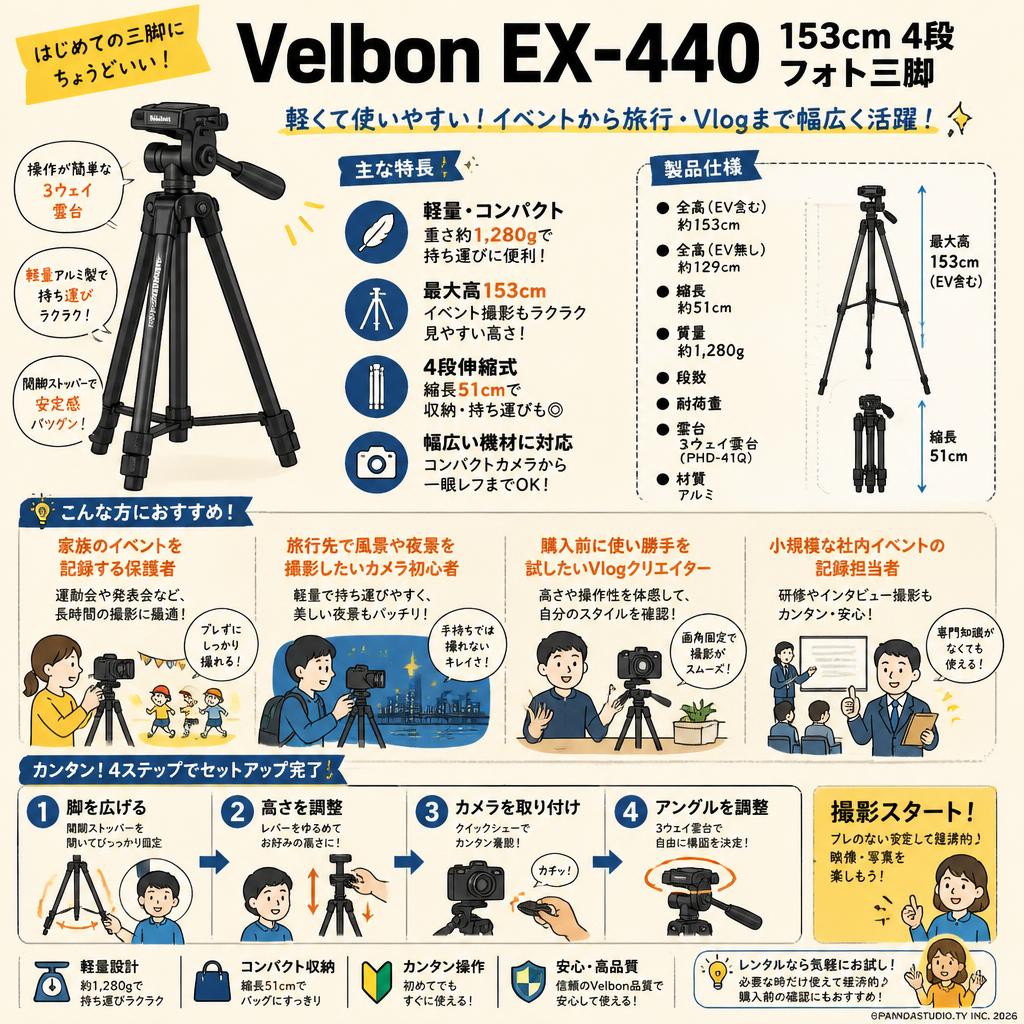 Velbon EX-440 153cm 4段 フォト三脚 おもな対象のお客様