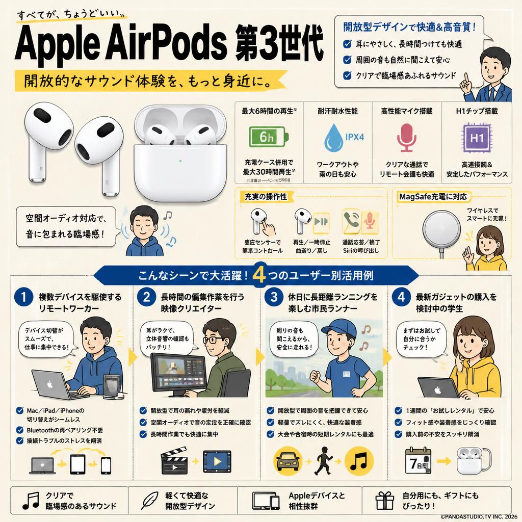 Apple AirPods 第3世代 | パンダスタジオ・レンタル公式サイト