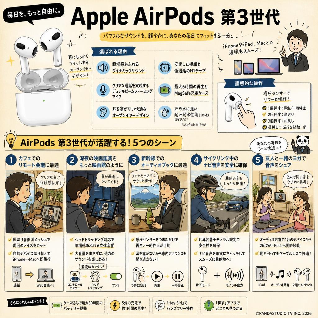 Apple AirPods 第3世代 本体 箱付き 説明書付き Apple AirPods 第3世代 | パンダスタジオ・レンタル公式サイト