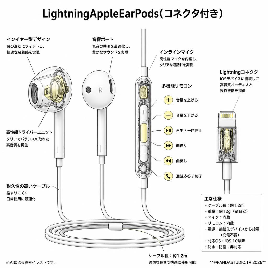 LightningAppleEarPods(コネクタ付き) スペック