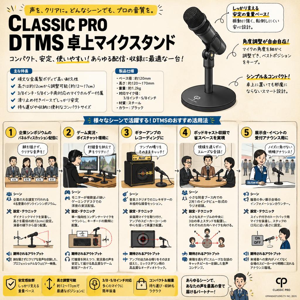 CLASSIC PRO DTMS 卓上マイクスタンド 用途