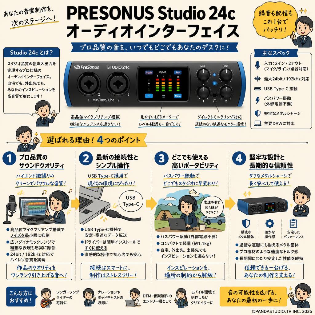 PRESONUS Studio 24c オーディオインターフェイス 概要