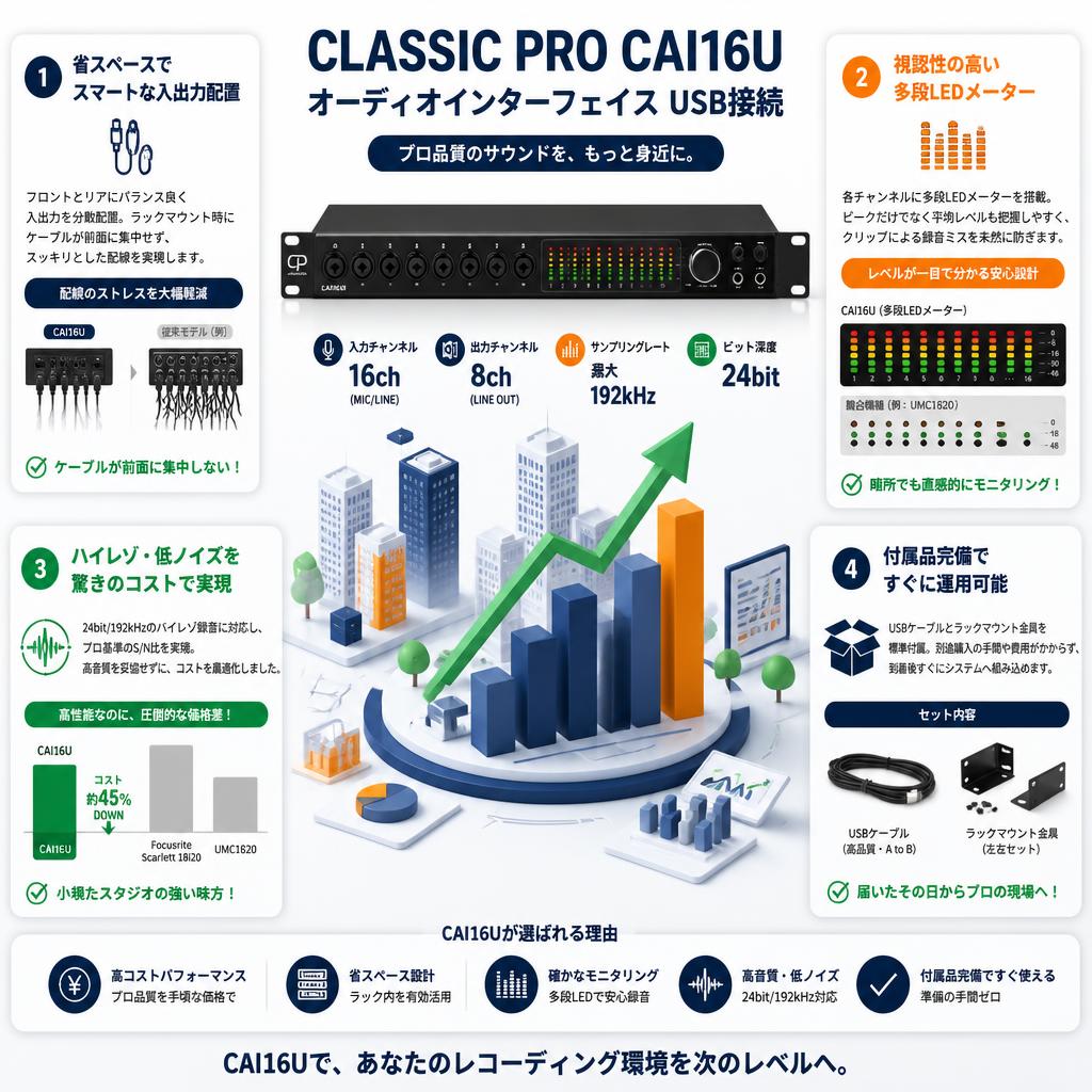 CLASSIC PRO CAI16U オーディオインターフェイス USB接続 セールスポイント
