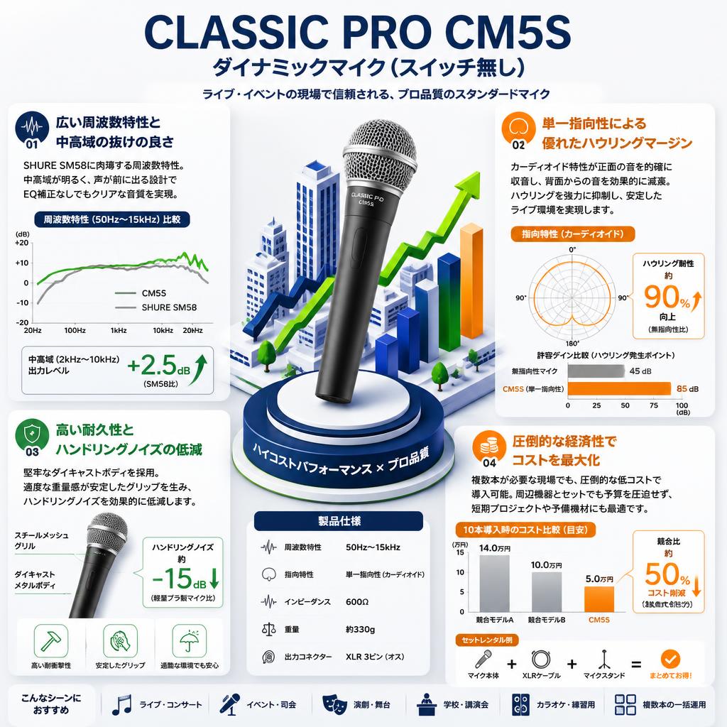 CLASSIC PRO CM5S ダイナミックマイク(スイッチ無し) セールスポイント