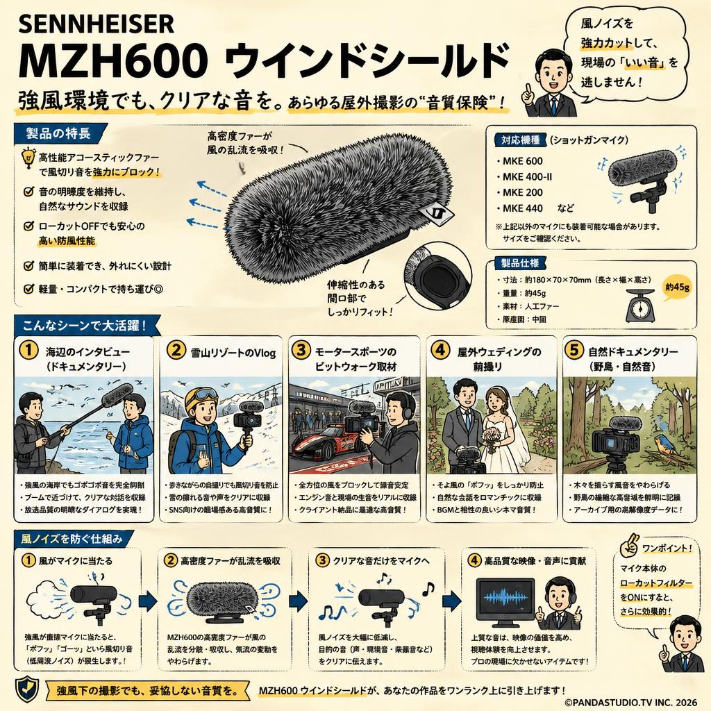 SENNHEISER  MZH600 ウインドシールド 用途