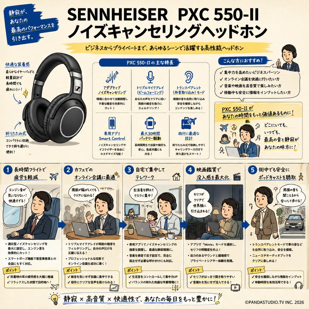 SENNHEISER  PXC 550-II ノイズキャンセリングヘッドホン 用途