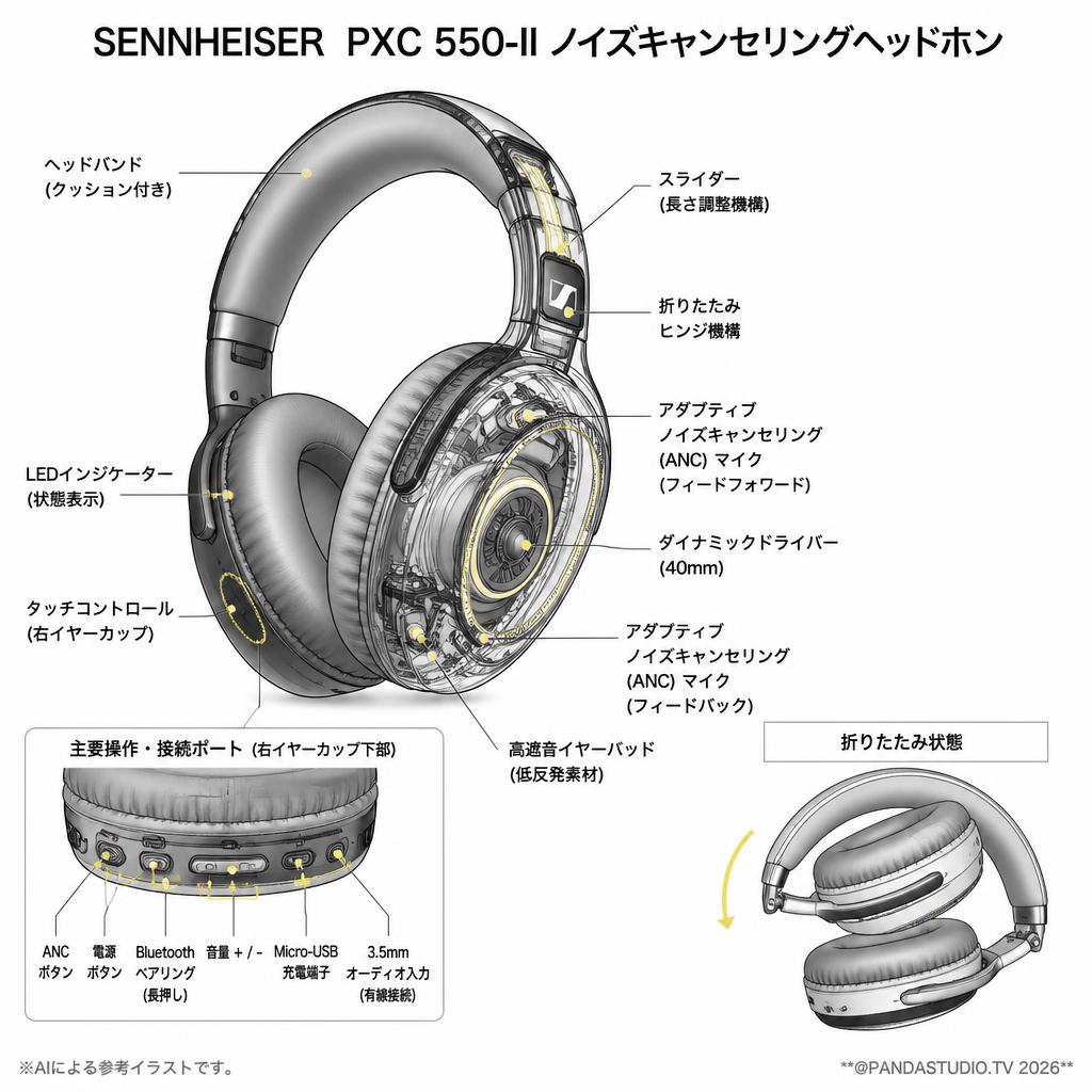 SENNHEISER  PXC 550-II ノイズキャンセリングヘッドホン スペック