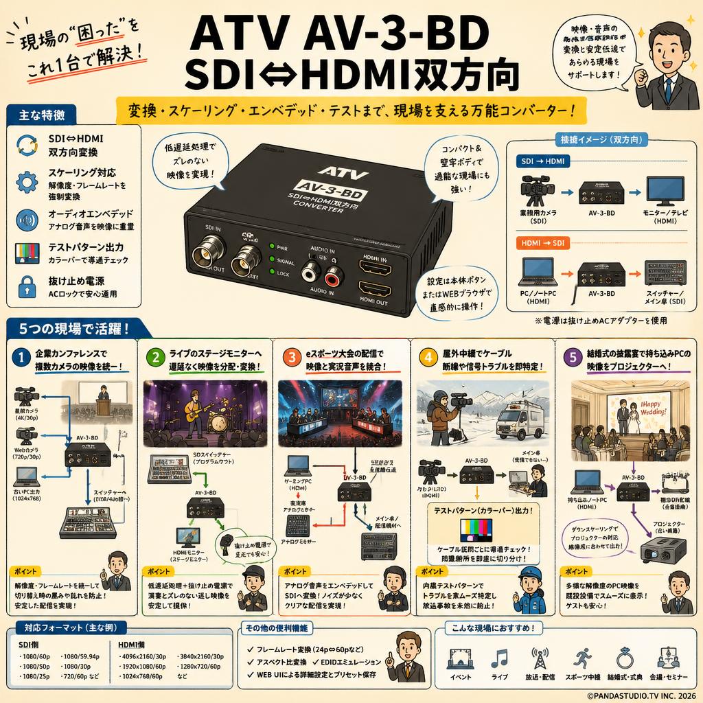 ATV AV-3-BD SDI⇔HDMI双方向 用途