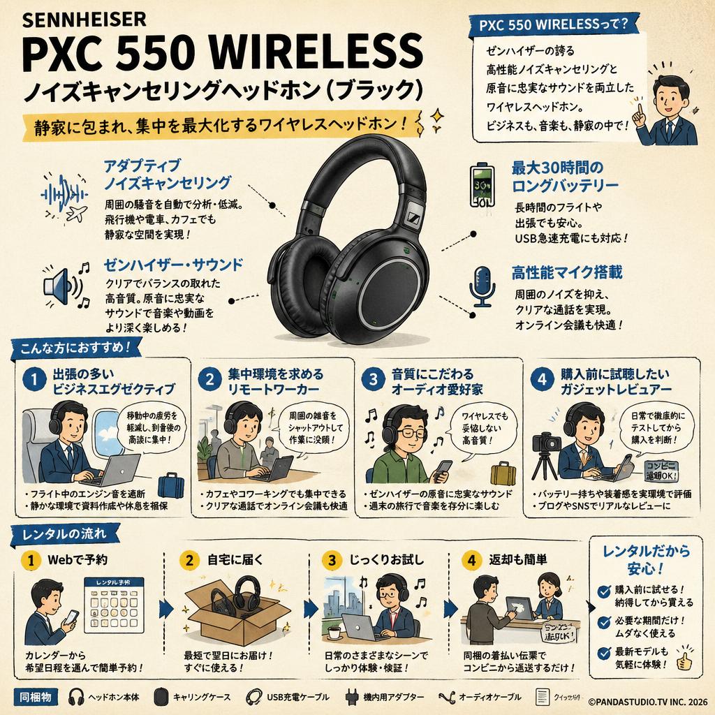 SENNHEISER  PXC 550 WIRELESS ノイズキャンセリングヘッドホン( ブラック) おもな対象のお客様