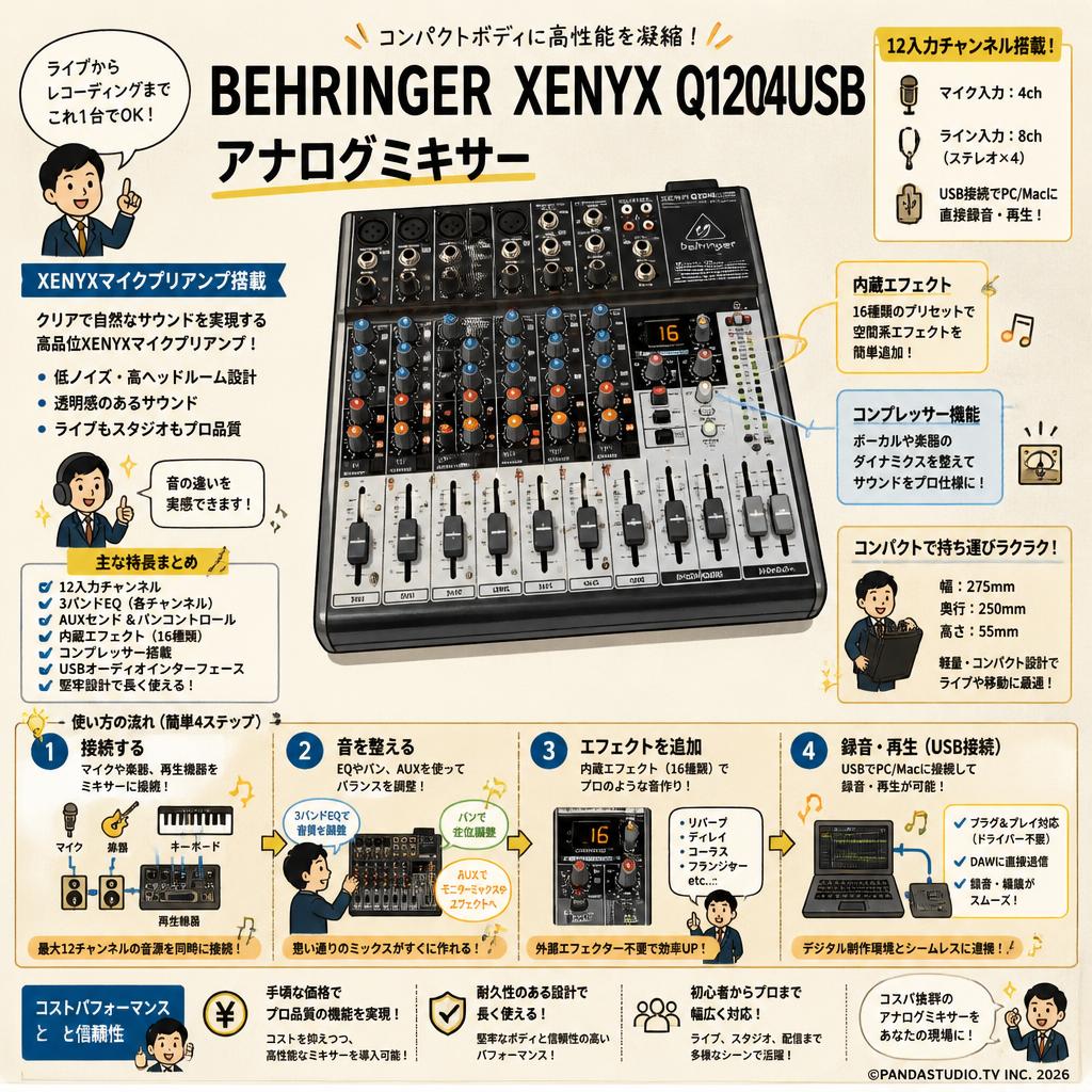 BEHRINGER  XENYX Q1204USB アナログミキサー 概要