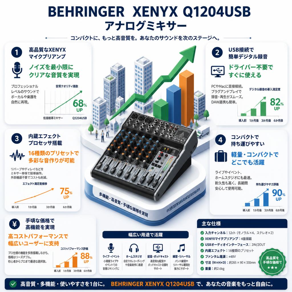 BEHRINGER  XENYX Q1204USB アナログミキサー セールスポイント