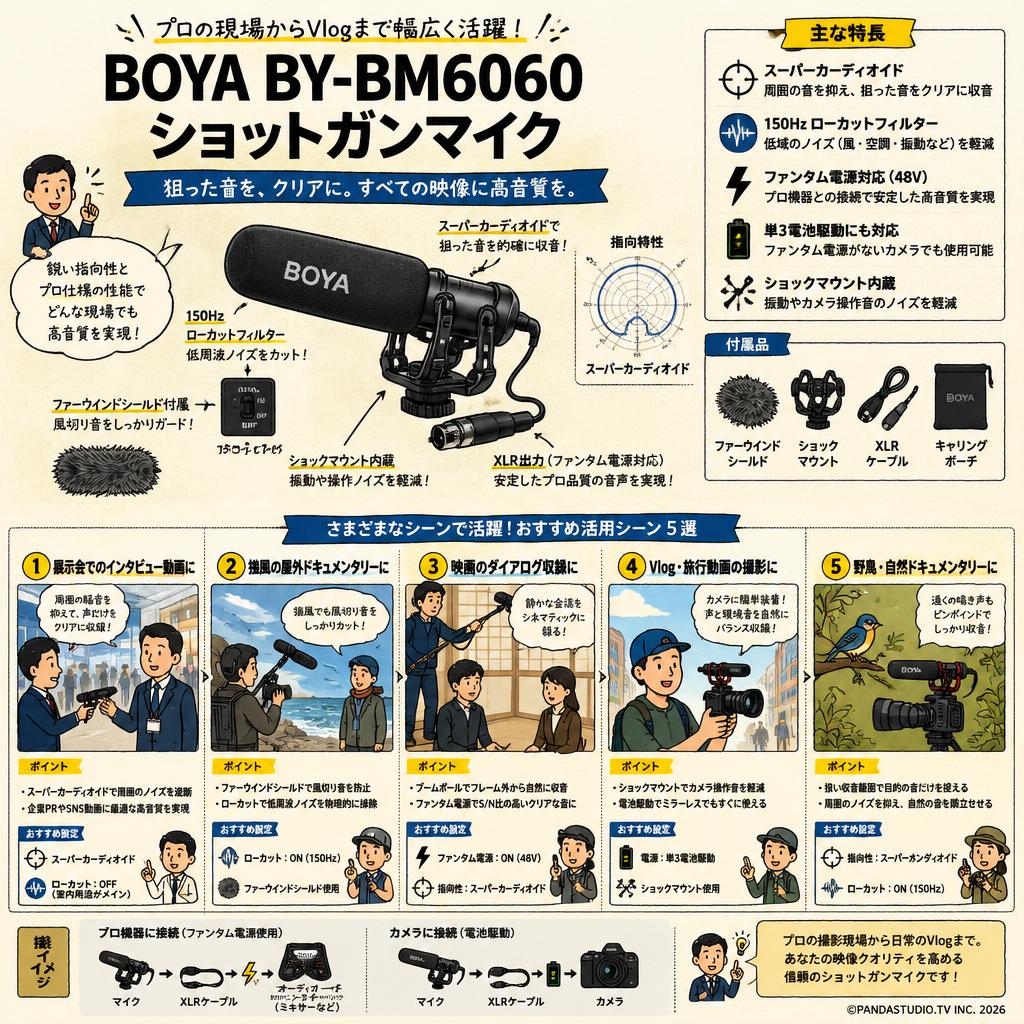 BOYA BY-BM6060 ショットガンマイク 用途