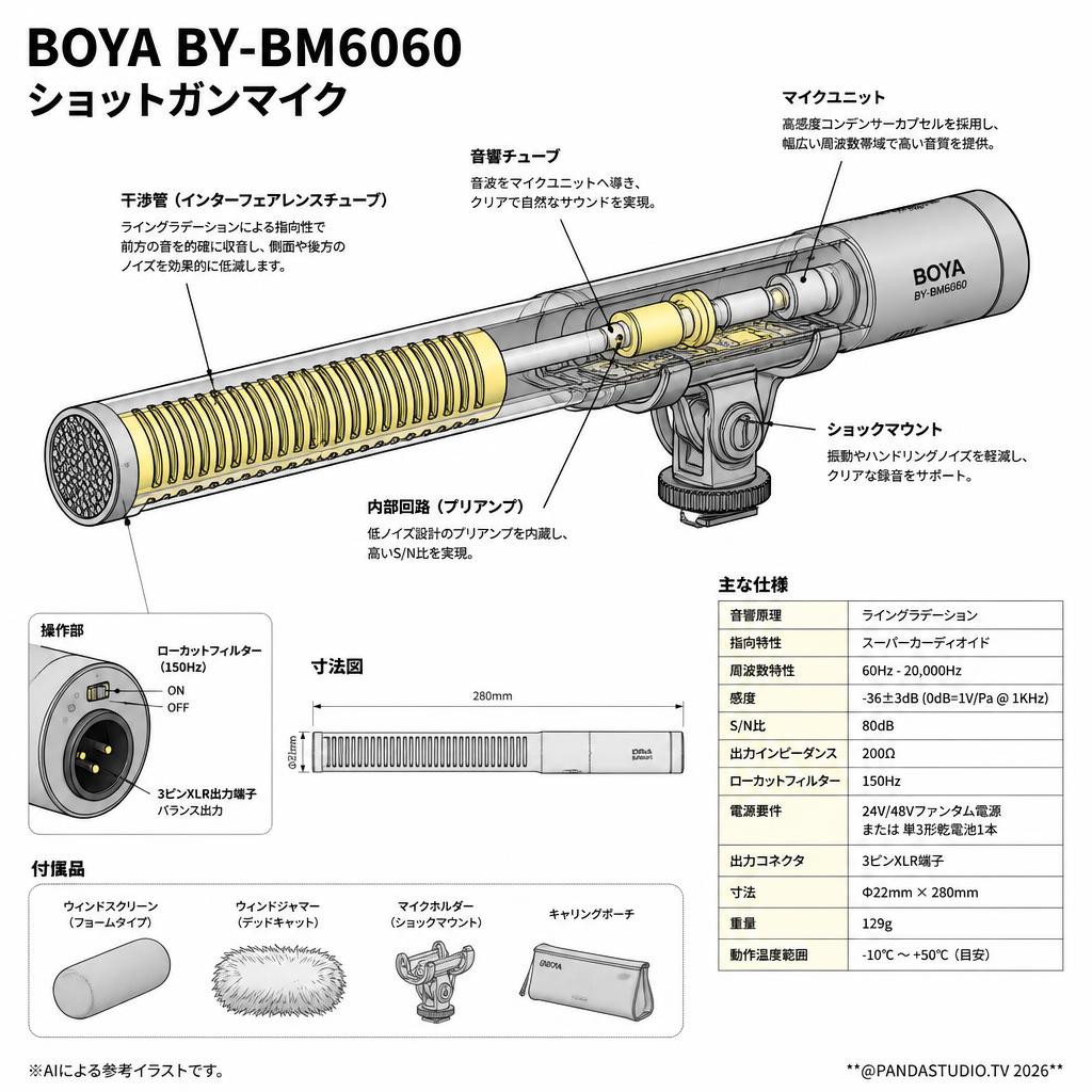 BOYA BY-BM6060 ショットガンマイク スペック