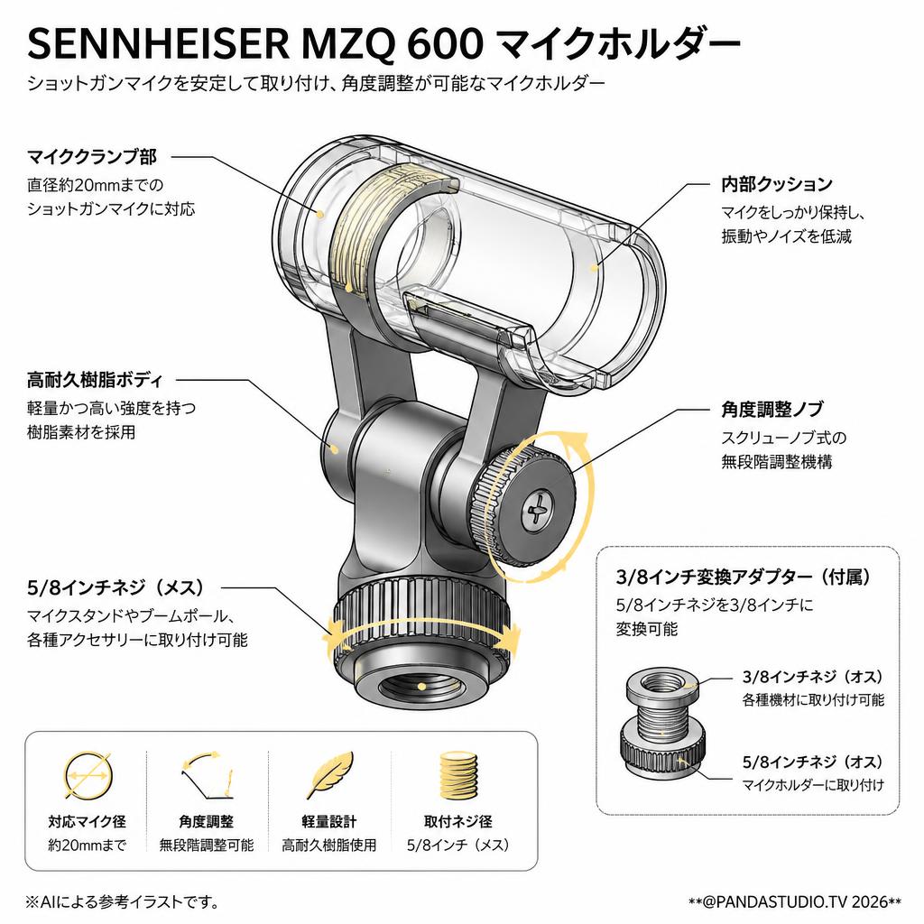 SENNHEISER MZQ 600 マイクホルダー スペック