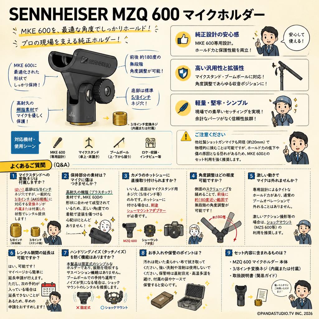 SENNHEISER MZQ 600 マイクホルダー FAQ（よくある質問と答え）