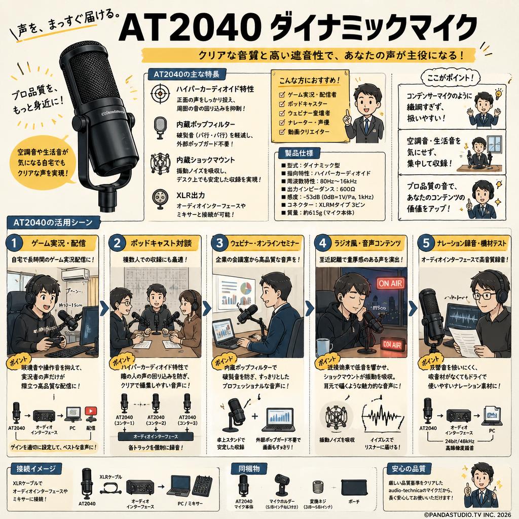 audio-technica AT2040 ダイナミックマイク 用途