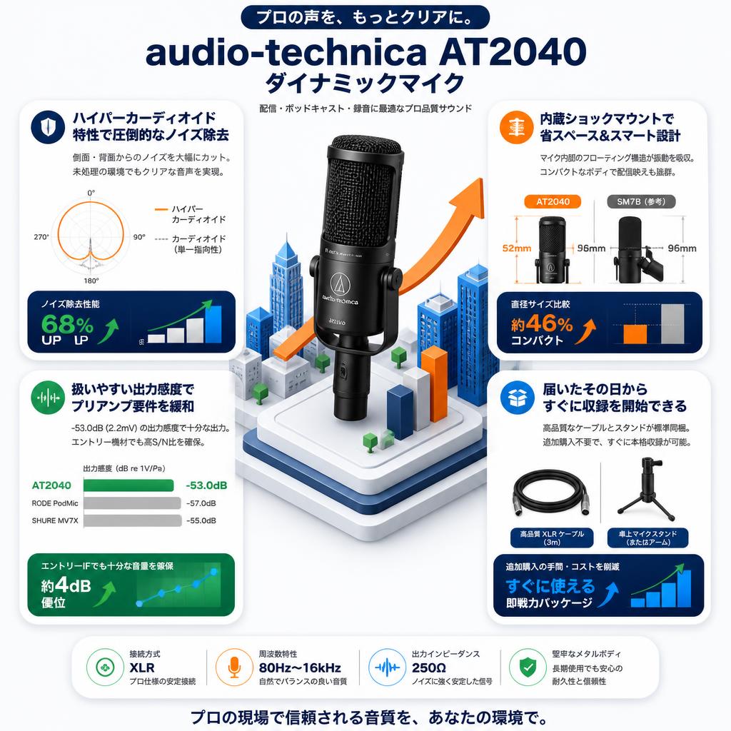 audio-technica AT2040 ダイナミックマイク セールスポイント