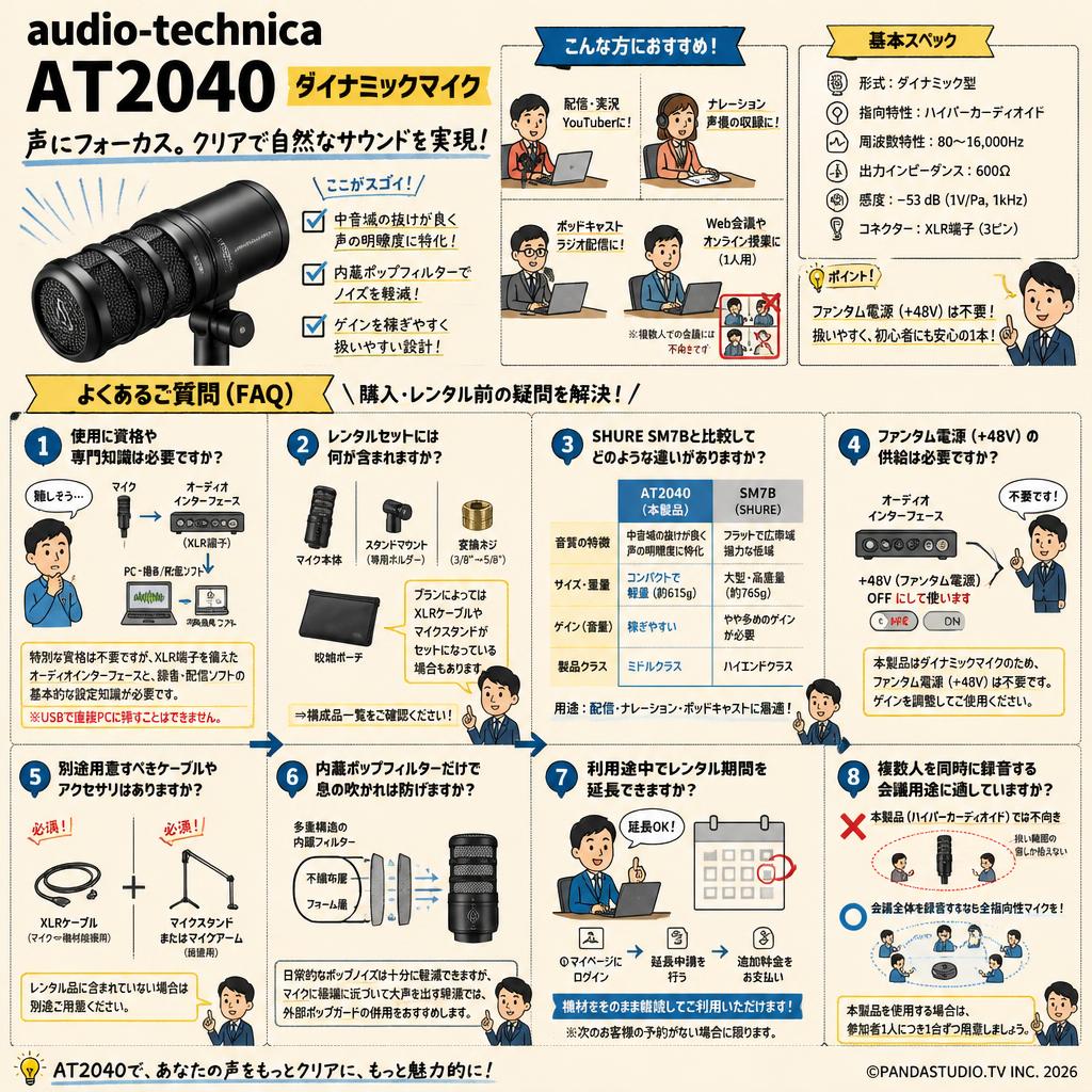 audio-technica AT2040 ダイナミックマイク FAQ（よくある質問と答え）
