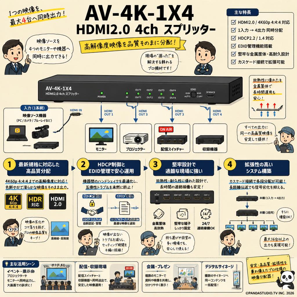 AV-4K-1X4 HDMI2.0 4ch スプリッター 概要