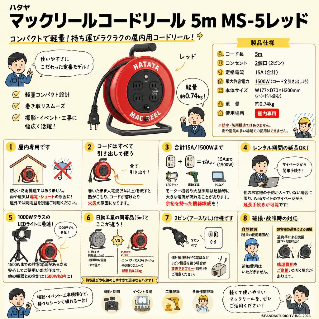 ハタヤ マックリールコードリール 5m MS-5レッド FAQ（よくある質問と答え）