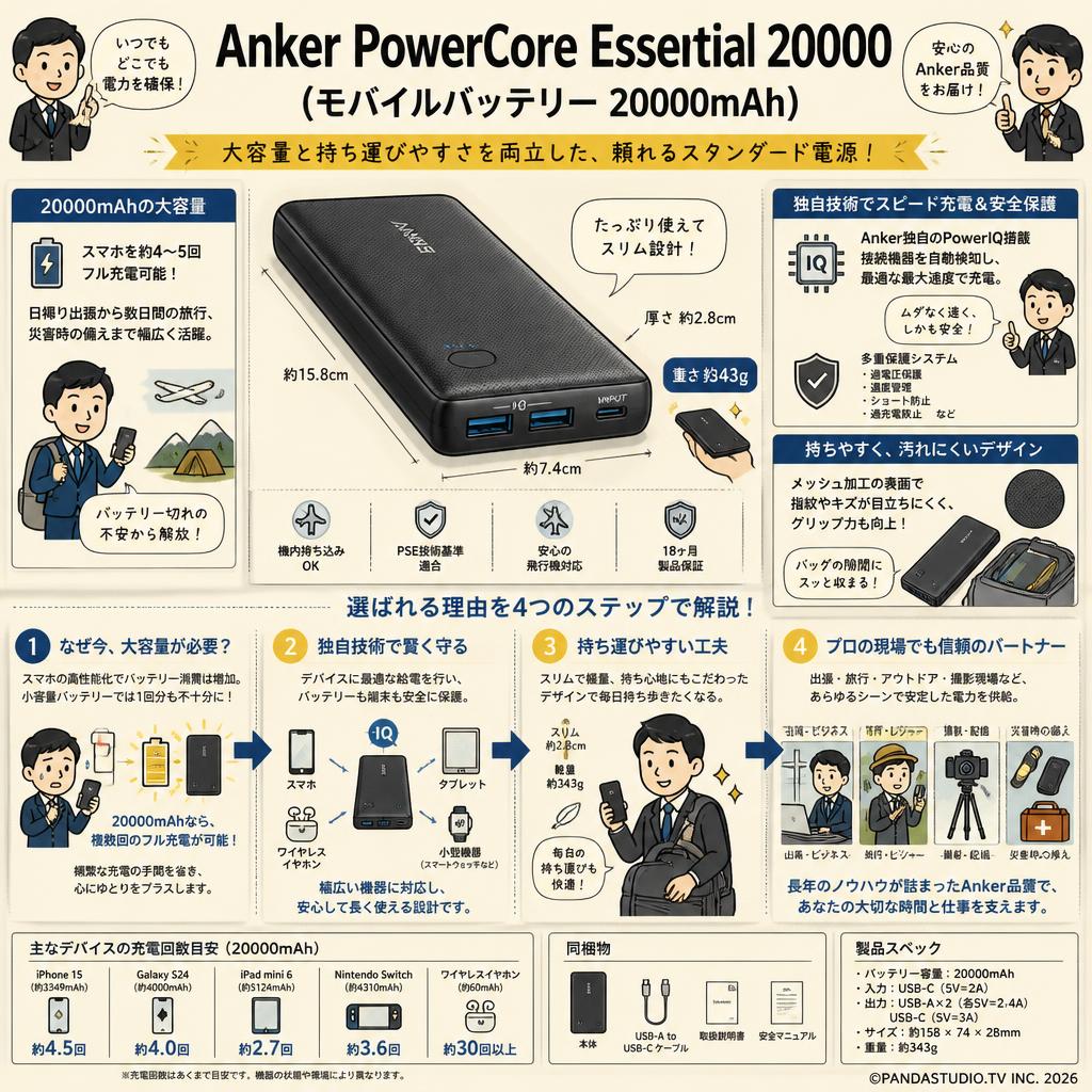 Anker PowerCore Essential 20000 (モバイルバッテリー 20000mAh) 概要
